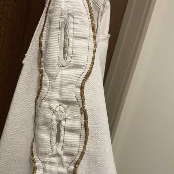 SASHA THERESE Cairo Jean Large(8) White Slouchy Denim Side Cut-Out Low Rise Boho - Picture 6 of 12